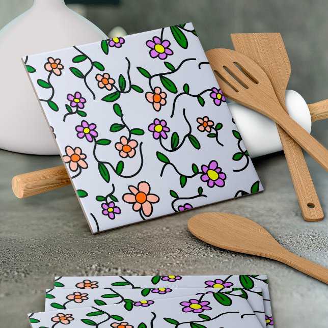 Colourful Flowers, Floral Pattern, Greenery, Boho Tile (Creator Uploaded)