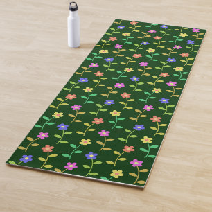 Colourful Flowers, Floral Pattern, Greenery, Boho Yoga Mat