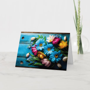 Colourful Flowers Foil Greeting Card