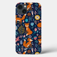 Colourful Flowers & Foxes Pattern