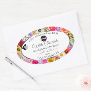 Colourful Flowers Frame White Product Labels Logo