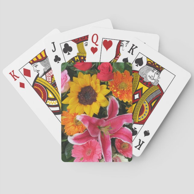 colourful+ flowers,     garden+ gnome,     calla+  playing cards (Back)