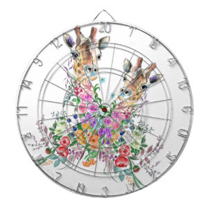 Colourful Flowers Giraffe Dart Board