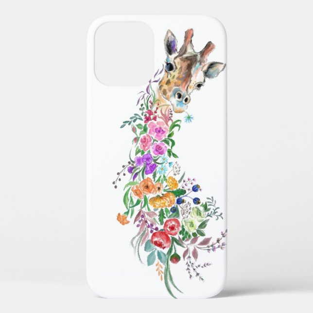 Colourful Flowers Giraffe iPhone Case (Back)