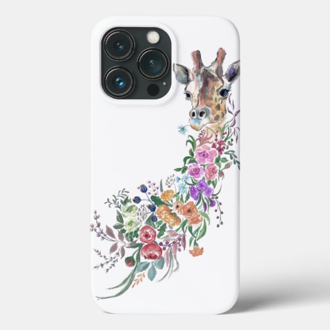 Colourful Flowers Giraffe iPhone Case Painting (Back)