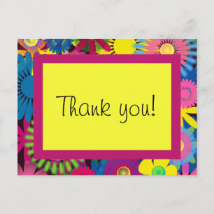 Colourful Flowers Girl Birthday Thank You Postcard