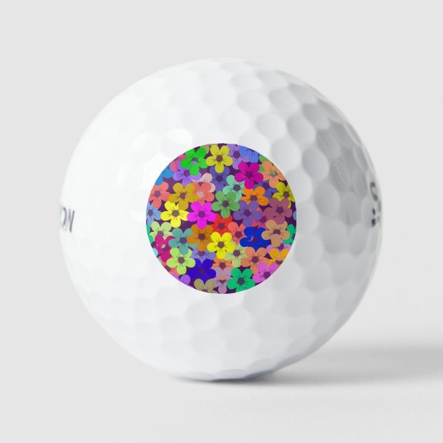 Colourful flowers golf balls (Front)