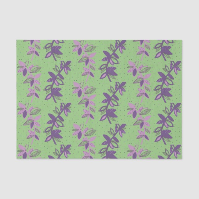 Colourful flowers green and purple tissue paper (Front)