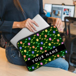 Colourful Flowers, Green Background, Black Laptop Sleeve<br><div class="desc">Elegant,  stylish and sophisticated pattern with colourful flowers and greenery. Modern and trendy gift,  perfect for the floral design lover in your life. Personalise by adding your name,  nickname,  monogram or initials.</div>