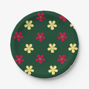 Colourful Flowers Green Floral Summer Weddings Paper Plate