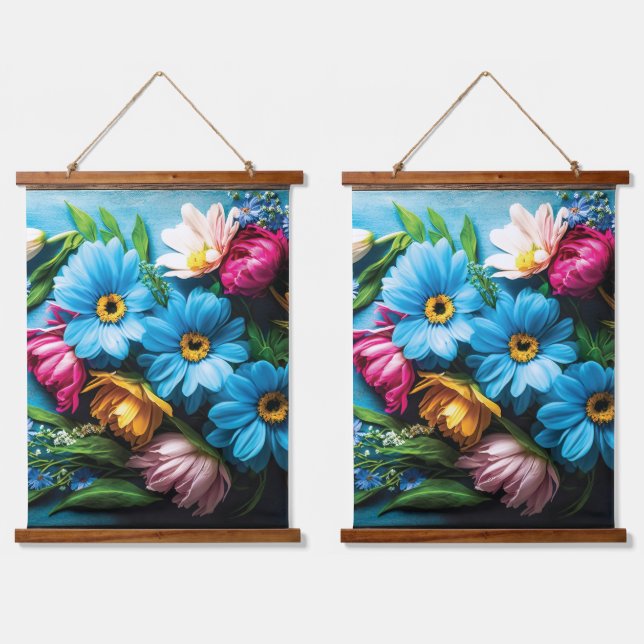 Colourful Flowers Hanging Tapestry (Double)