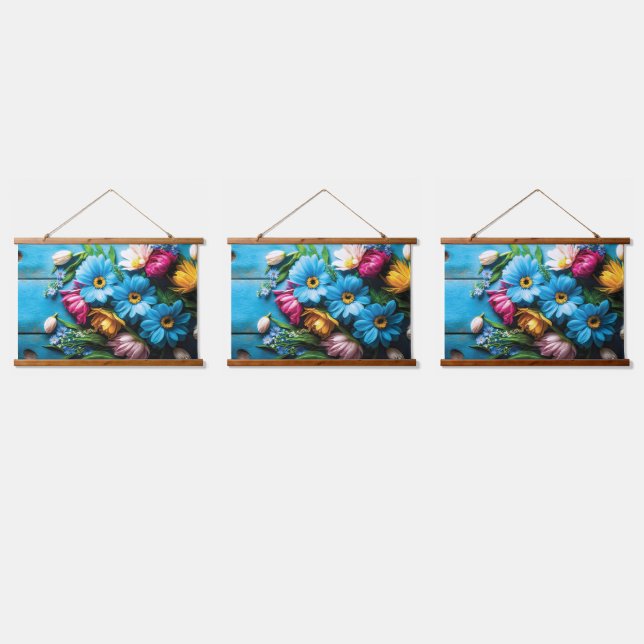 Colourful Flowers Hanging Tapestry (Triple)