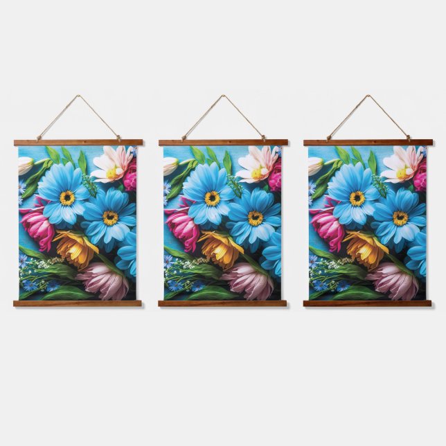 Colourful Flowers Hanging Tapestry (Triple)