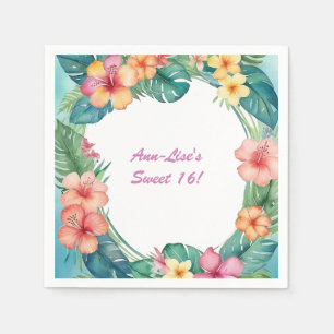 Colourful Flowers Hawaii Birthday Napkin