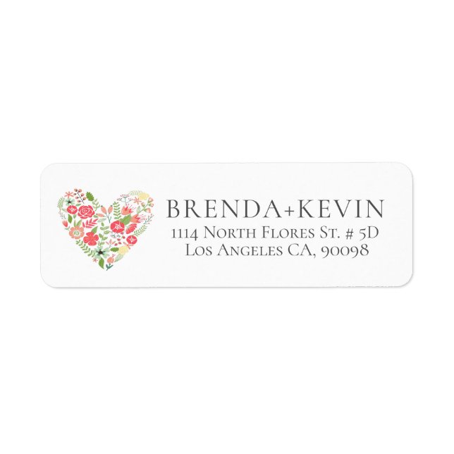 Colourful Flowers Heart Illustration (Front)