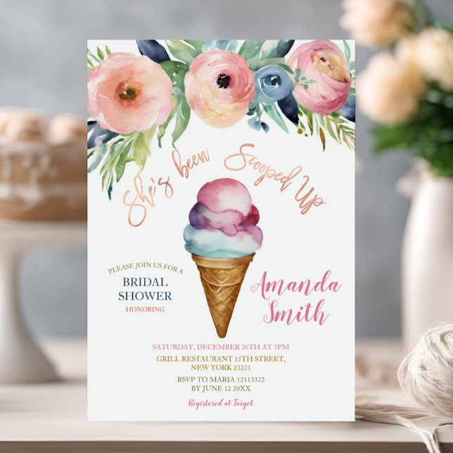 Colourful Flowers Ice Cream Bridal Shower Party Invitation (Creator Uploaded)