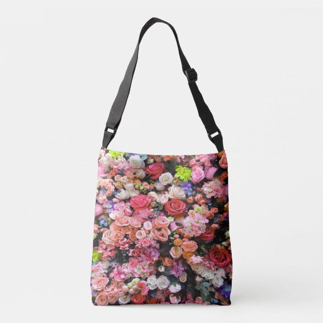 Colourful Flowers in Bloom Floral Bouquet Crossbody Bag (Back)