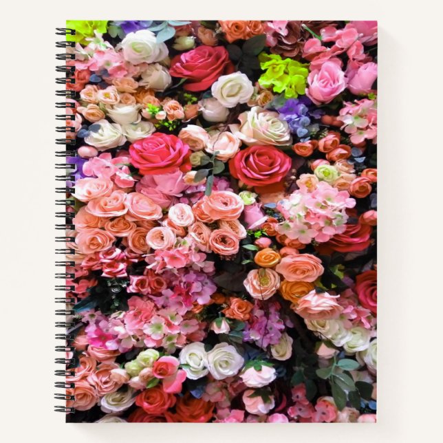 Colourful Flowers in Bloom Floral Bouquet Notebook (Front)