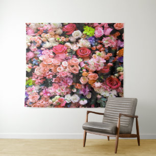 Colourful Flowers in Bloom Floral Bouquet Tapestry