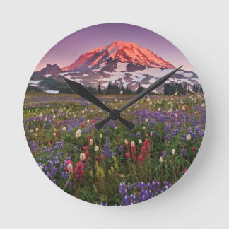 Colourful Flowers in Rainier National Park Round Clock
