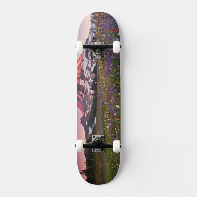 Colourful Flowers in Rainier National Park Skateboard (Front)
