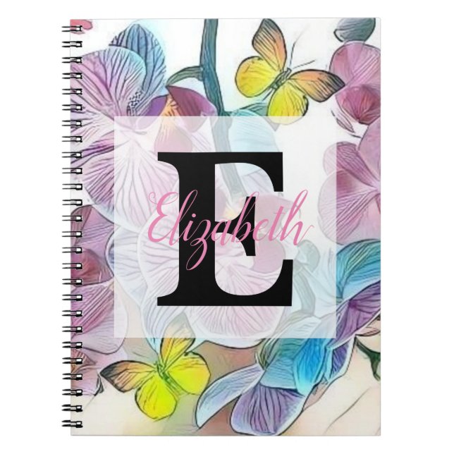 Colourful flowers in soft pastel colours watercolo notebook (Front)