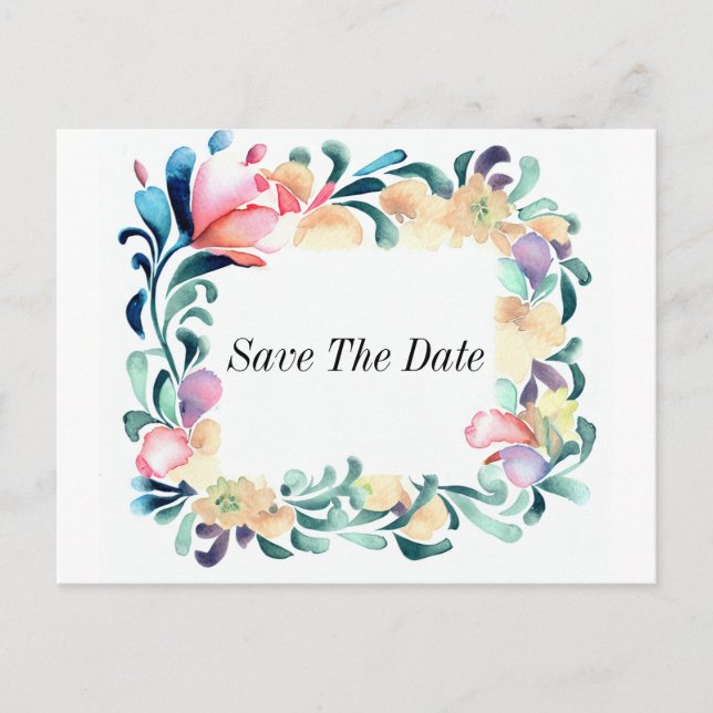 Colourful Flowers Invitation Postcard (Front)