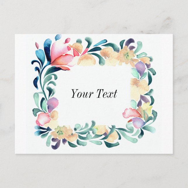 Colourful Flowers Invitation Postcard (Front)