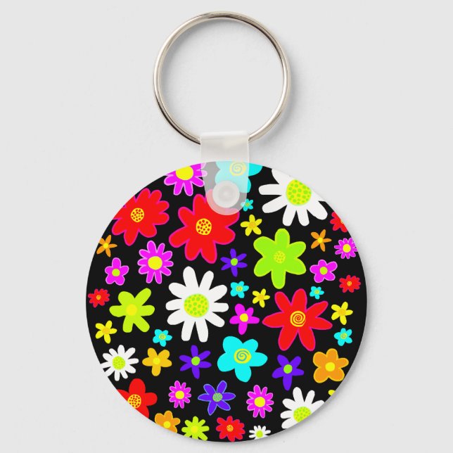 Colourful Flowers Key Ring (Front)