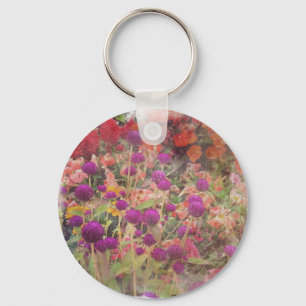 Colourful Flowers Key Ring