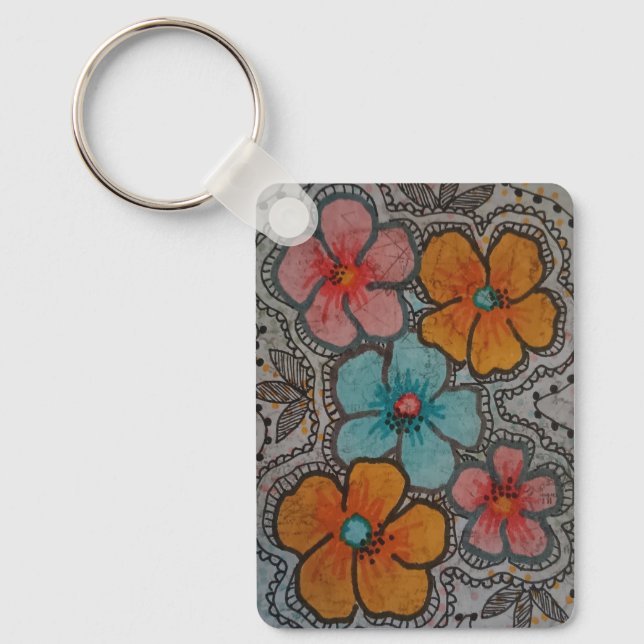 Colourful Flowers Key Ring (Front)