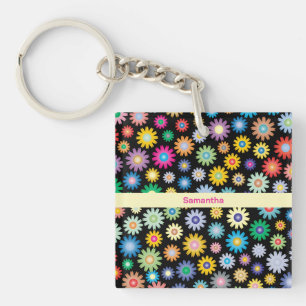 Colourful flowers   key ring