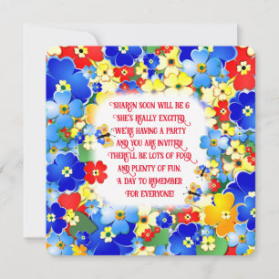 Colourful flowers Kids Birthday Party Invitation