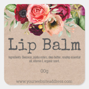 Colourful Flowers Kraft Lip Balm Tube Labels