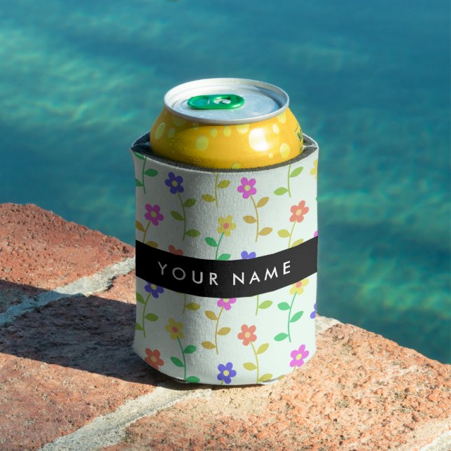 Colourful Flowers, Light Green Background, Black Can Cooler (In Situ Pool)