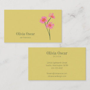 Colourful Flowers Modern Pink Yellow Floral  Business Card