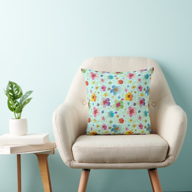 Colourful Flowers Modern Stylish Throw Pillow (Chair)