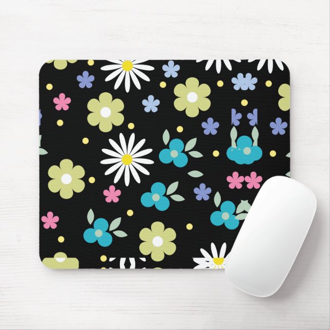Colourful Flowers   Mouse Pad (With Mouse)