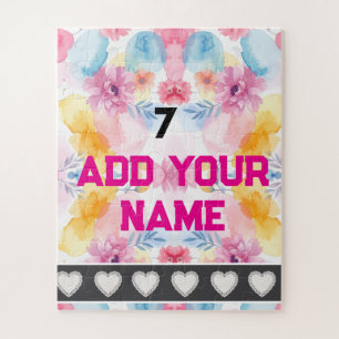 Colourful  Flowers - Name Number Socks Jigsaw Puzzle