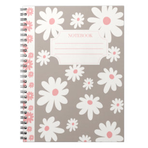 Colourful Flowers Notebook Collection: White&Brown