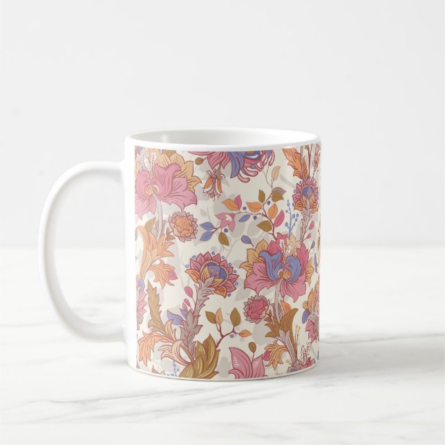 Colourful flowers on a light backdrop. Gentle seam Coffee Mug (Left)