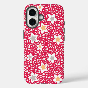 Colourful flowers on a retro polka dot background iPhone 16 case