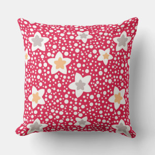 Colourful flowers on a retro polka dot background cushion