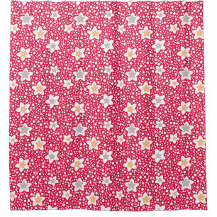Colourful flowers on a retro polka dot background shower curtain