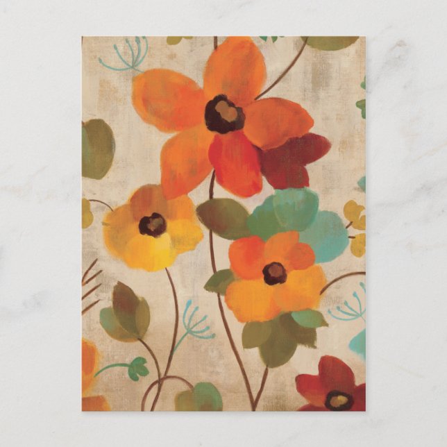Colourful Flowers on an Off White Background Postcard (Front)