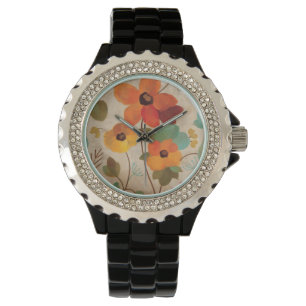 Colourful Flowers on an Off White Background Watch