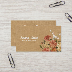 Colourful Flowers on Beige Canvas Business Card