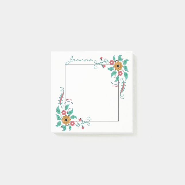 Colourful Flowers On Frame Post-it Notes (Front)