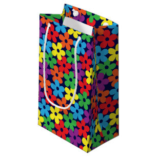 Colourful Flowers on Navy Blue Small Gift Bag