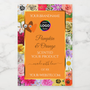 Colourful Flowers Orange Product Labels Hearts Log